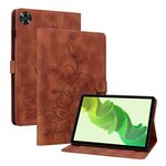 Custodia per tablet in pelle goffrata Giglio per Realme Pad 2 11.5 (marrone)