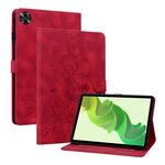 Custodia per tablet in pelle goffrata Giglio per Realme Pad 2 11.5 (rossa)