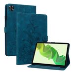 Custodia per tablet in pelle goffrata Giglio per Realme Pad 2 11.5 (blu scuro)