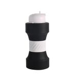 Tazza d'acqua con manubri fitness pieghevole per bottiglia d'acqua in silicone sportivo di grande capacità da 650 ml (nero)