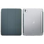 Custodia per tablet in pelle pressata elettrica a 3 pieghe per iPad Pro 11 2024 (verde scuro)