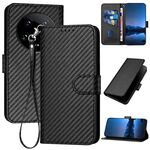 Per Xiaomi 14 Ultra YX0070 Custodia per telefono in pelle con fibbia in fibra di carbonio con cordino (nero)