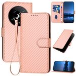 Per Xiaomi 14 Ultra YX0070 Custodia per telefono in pelle con fibbia in fibra di carbonio con cordino (rosa)