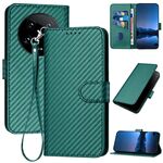 Per Xiaomi 14 Ultra YX0070 Custodia per telefono in pelle con fibbia in fibra di carbonio con cordino (verde scuro)