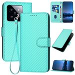 Per Xiaomi 14 Pro YX0070 Custodia per telefono in pelle con fibbia in fibra di carbonio con cordino (azzurro)