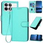 Per Xiaomi Redmi K70 / K70 Pro YX0070 Custodia per cellulare in pelle con fibbia in fibra di carbonio con cordino (azzurro)