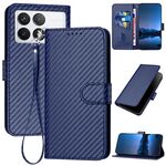 Per Xiaomi Redmi K70 / K70 Pro YX0070 Custodia per telefono in pelle con fibbia in fibra di carbonio con cordino (blu reale)