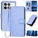 Per Xiaomi Redmi K70 / K70 Pro YX0070 Custodia per telefono in pelle con fibbia in fibra di carbonio con cordino (viola chiaro)