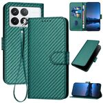 Per Xiaomi Redmi K70 / K70 Pro YX0070 Custodia per telefono in pelle con fibbia in fibra di carbonio con cordino (verde scuro)