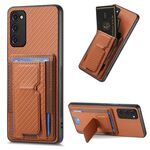 Per Samsung Galaxy S23 FE 5G Custodia per telefono con supporto elastico in fibra di carbonio (marrone)
