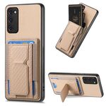 Per Samsung Galaxy S23 FE 5G Custodia per telefono con supporto pieghevole in fibra di carbonio e elastico (cachi)
