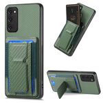 Per Samsung Galaxy S23 FE 5G Custodia per telefono con supporto elastico in fibra di carbonio (verde)