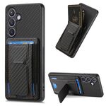 Custodia per cellulare con supporto elastico per carta pieghevole in fibra di carbonio Samsung Galaxy S23+ 5G (nera)