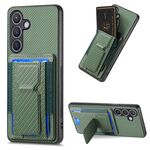 Per Samsung Galaxy S22+ 5G Custodia pieghevole in fibra di carbonio con supporto elastico per carta (verde)