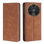 Per Xiaomi Redmi A3 4G Custodia per telefono in pelle magnetica Skin Feel (marrone chiaro)