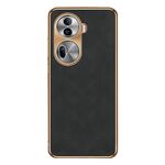 Per OPPO Reno11 Custodia per telefono in pelle di agnello galvanica globale (nera)