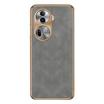 Per OPPO Reno11 Custodia per cellulare in pelle di agnello galvanica globale (grigia)