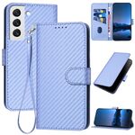 Per Samsung Galaxy S22 5G YX0070 Custodia per telefono in pelle con fibbia in fibra di carbonio con cordino (viola chiaro)