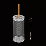 Aggiorna il coperchio ribaltabile per barbecue, cestello per griglia in acciaio inossidabile, con manico in legno piccolo