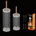 Aggiornamento coperchio ribaltabile gabbia per barbecue cestello per griglia in acciaio inossidabile con manico in legno piccolo + grande