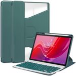Per Lenovo Tab M11/Xiaoxin Pad 11 2024 Custodia in pelle trasparente con rotazione a 360 gradi con tastiera (verde scuro)