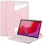 Per Lenovo Tab M11/Xiaoxin Pad 11 2024 Custodia in pelle trasparente con rotazione a 360 gradi con tastiera (rosa)