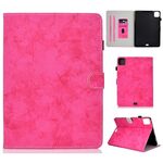 Custodia per tablet in pelle intelligente con texture in tessuto stile marmo per iPad Pro 11 2024 (rosa rossa)