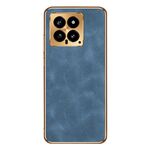 Per Xiaomi 14 Custodia per cellulare in pelle di agnello galvanica (blu)