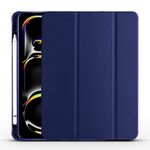 Per iPad Pro 11 2024 Custodia smart tablet in pelle TPU 3 pieghe con slot per penna (blu scuro)