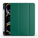 Per iPad Pro 11 2024 Custodia smart tablet in pelle TPU 3 pieghe con slot per penna (verde pino)