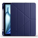Per iPad Air 11 2024 Custodia smart tablet multi-pieghevole in pelle TPU con slot per penna (blu scuro)