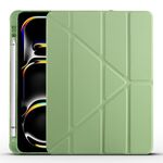Per iPad Pro 11 2024 Custodia smart tablet multi-pieghevole in pelle TPU con slot per penna (verde Matcha)
