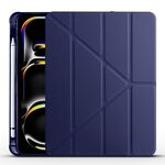 Per iPad Pro 11 2024 Custodia smart tablet multipieghevole in pelle TPU con slot per penna (blu scuro)