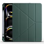 Per iPad Pro 11 2024 Custodia smart tablet multi-pieghevole in pelle TPU con slot per penna (verde pino)