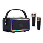M3201 Altoparlante Bluetooth colorato portatile Home Retro Karaoke Altoparlante doppio microfono (nero)