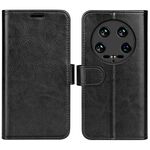 Custodia per telefono in pelle con vibrazione orizzontale con struttura Xiaomi 14 Ultra R64 (nera)