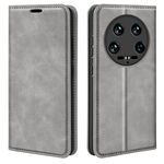 Per Xiaomi 14 Custodia per telefono in pelle con aspirazione magnetica ultra retrò (grigio)