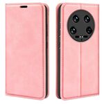 Per Xiaomi 14 Custodia per telefono in pelle con aspirazione magnetica ultra retrò (rosa)