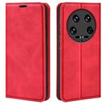 Per Xiaomi 14 Custodia per telefono in pelle con aspirazione magnetica ultra retrò (rossa)