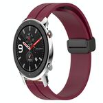 Per Amazfit GTR 47mm 22mm cinturino in silicone con chiusura magnetica in tinta unita (rosso vino)