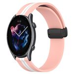 Per Amazfit GTR 3 Pro 22mm Cinturino in silicone con chiusura magnetica pieghevole (rosa + bianco)