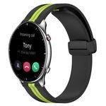 Per Amazfit GTR 2 22mm Cinturino in silicone con chiusura magnetica pieghevole (nero + verde lime)