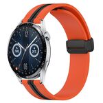 Per Huawei Watch GT3 46mm 22mm Cinturino pieghevole in silicone con chiusura magnetica (arancione + nero)