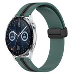 Per Huawei Watch GT3 46mm 22mm Cinturino pieghevole in silicone con chiusura magnetica (verde oliva + nero)