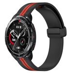 Cinturino per orologio in silicone con chiusura magnetica pieghevole For Honor Watch GS Pro da 22 mm (nero + rosso)