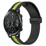 Cinturino per orologio in silicone con chiusura magnetica pieghevole per Honor Magic Watch 2 46 mm 22 mm (nero + verde lime)