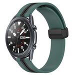 Per Samsung Galaxy Watch3 45mm 22mm Cinturino pieghevole in silicone con chiusura magnetica (verde oliva + nero)