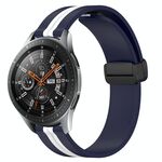 Per Samsung Galaxy Watch 46mm 22mm Cinturino pieghevole in silicone con chiusura magnetica (blu notte + bianco)