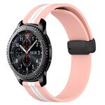 Per Samsung Gear S3 Frontier 22mm cinturino in silicone pieghevole con chiusura magnetica (rosa + bianco)