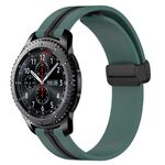 Per Samsung Gear S3 Frontier 22mm Cinturino in silicone pieghevole con chiusura magnetica (verde oliva + nero)